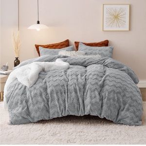 Ultra Soft Plush Shaggy Faux Fur Duvet Cover Queen Size